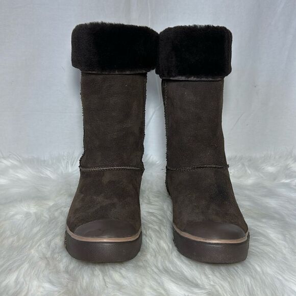 UGG Brown Suede Shearling Lined Boots S/N 1886 Sz 7 - Picture 2 of 7
